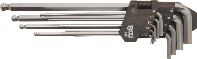 Innen-6-kant-Winkelschlüssel-Set, extra lang, 1,5-10 mm, 9-tlg.
